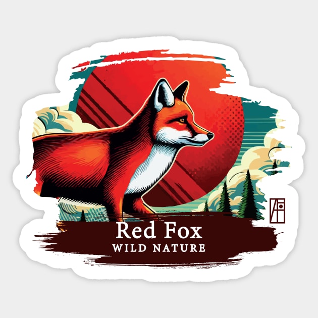 Red Fox - WILD NATURE - RED FOX -6 Sticker by ArtProjectShop